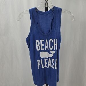 Blue 'Beach Please' Tank Top